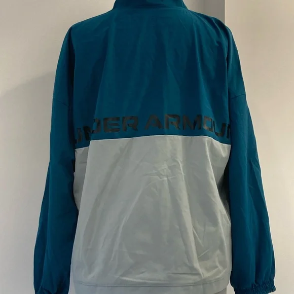 Under Armour Teal and Light Blue Full-Zip Jacket, Windbreaker Material, Large - Picture 3 of 7